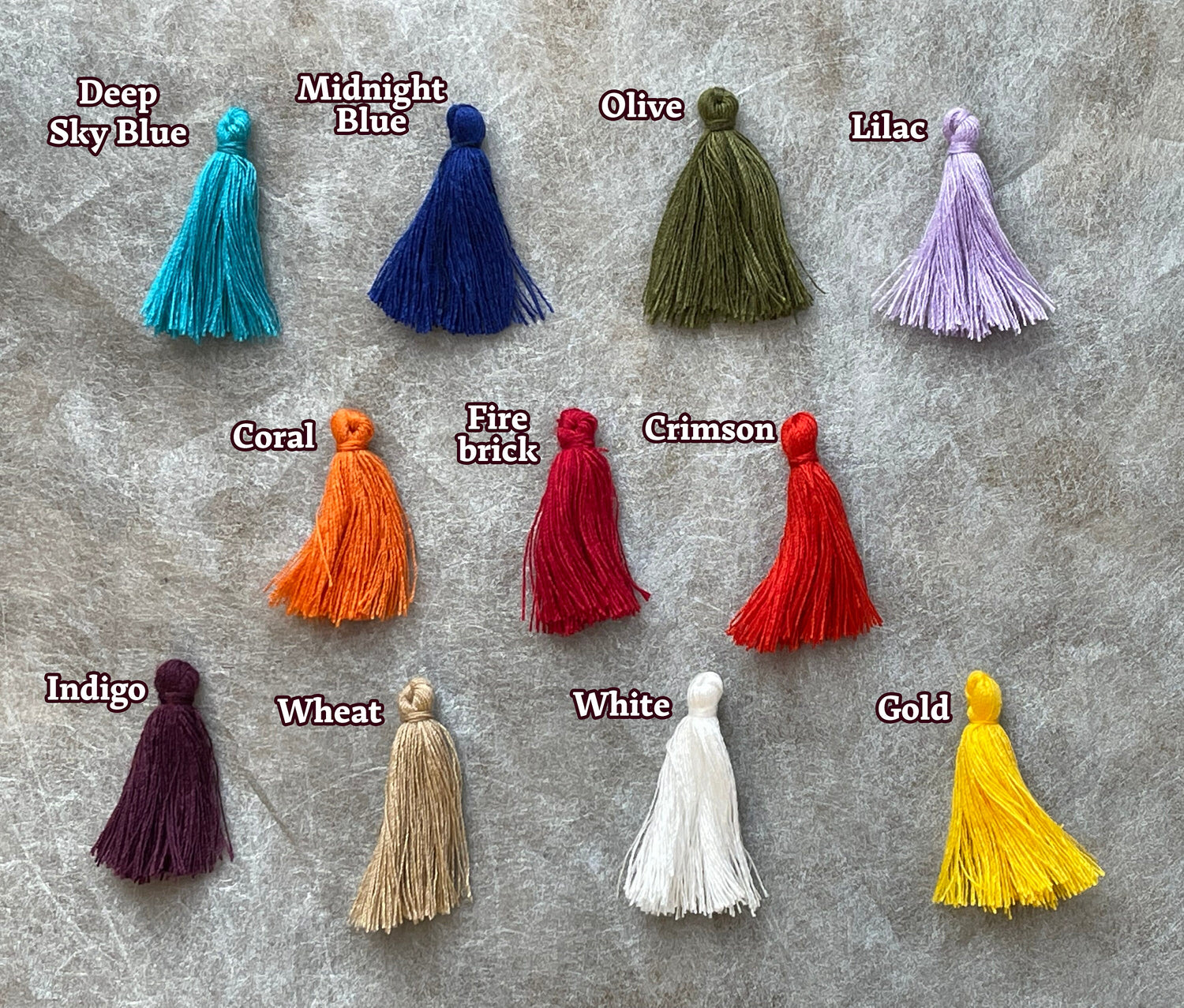 Mini Cotton Tassels- Double Rainbow set of 22 (2 of each color!); add jumpring; earrings-jewelry, accessory, charm, bracelet, necklace, mala