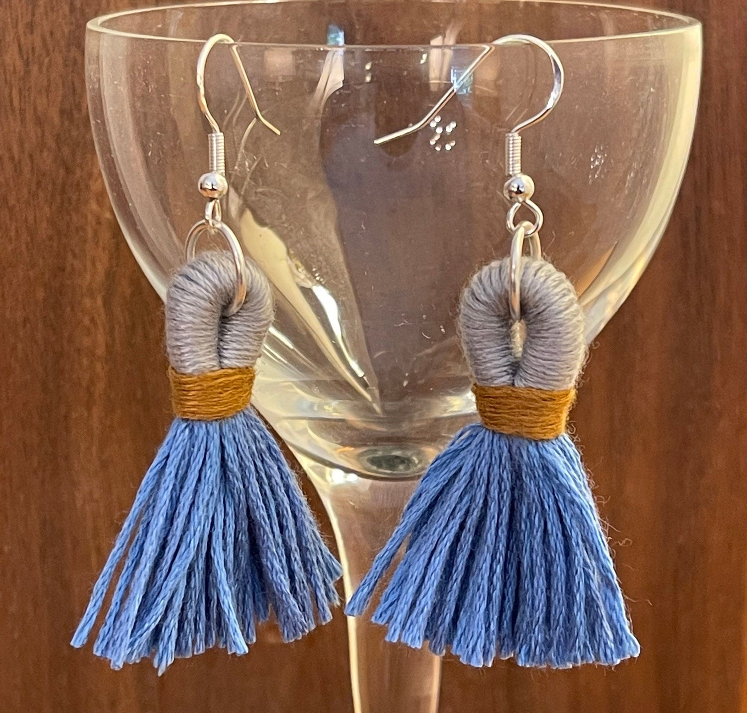 Color Block Cotton Tassels; single color set; multicolor set; add jumpring; earrings-black,blue,brown,gold,gray,pink,purple,slate,white
