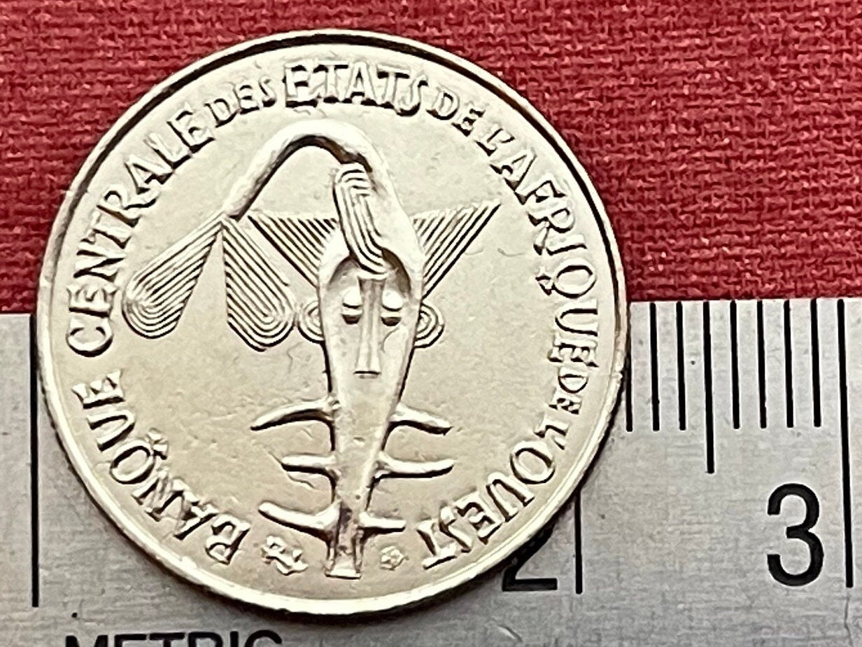 Cocoa Beans, Peanuts & Akan Sawfish Goldweight 50 CFA Francs West African States Authentic Coin Money for Jewelry (Cacao) (Ashanti)