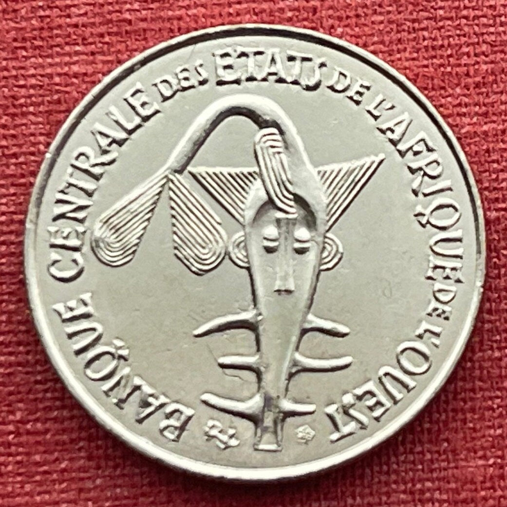 Cocoa Beans, Peanuts & Akan Sawfish Goldweight 50 CFA Francs West African States Authentic Coin Money for Jewelry (Cacao) (Ashanti)