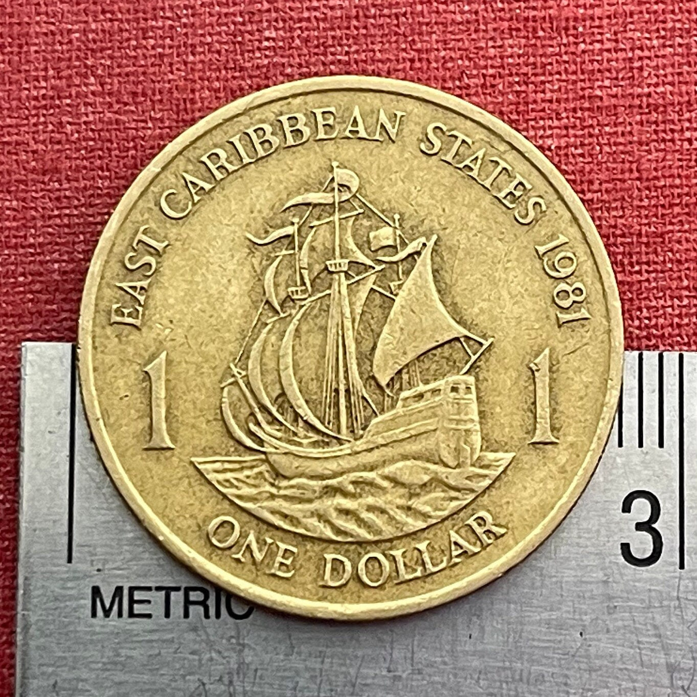 Golden Hind Galleon of Sir Francis Drake 1 Dollar East Caribbean States Authentic Coin Money for Jewelry and Crafts (CONDITION: VERY FINE)