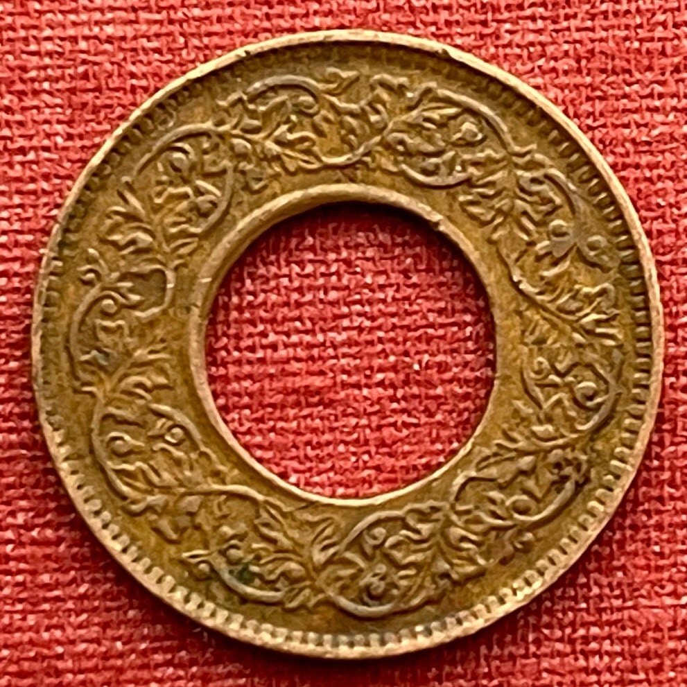 Crown of George VI King Emperor & Hole 1 Pice British India Authentic Coin Money for Jewelry (British Raj) (Emperor of India) (Hole in Coin)