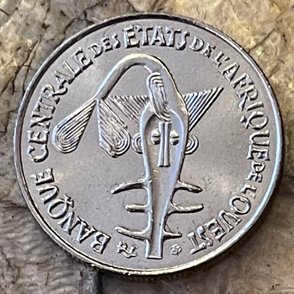 Cocoa Beans, Peanuts & Akan Sawfish Goldweight 50 CFA Francs West African States Authentic Coin Money for Jewelry (Cacao) (Ashanti)