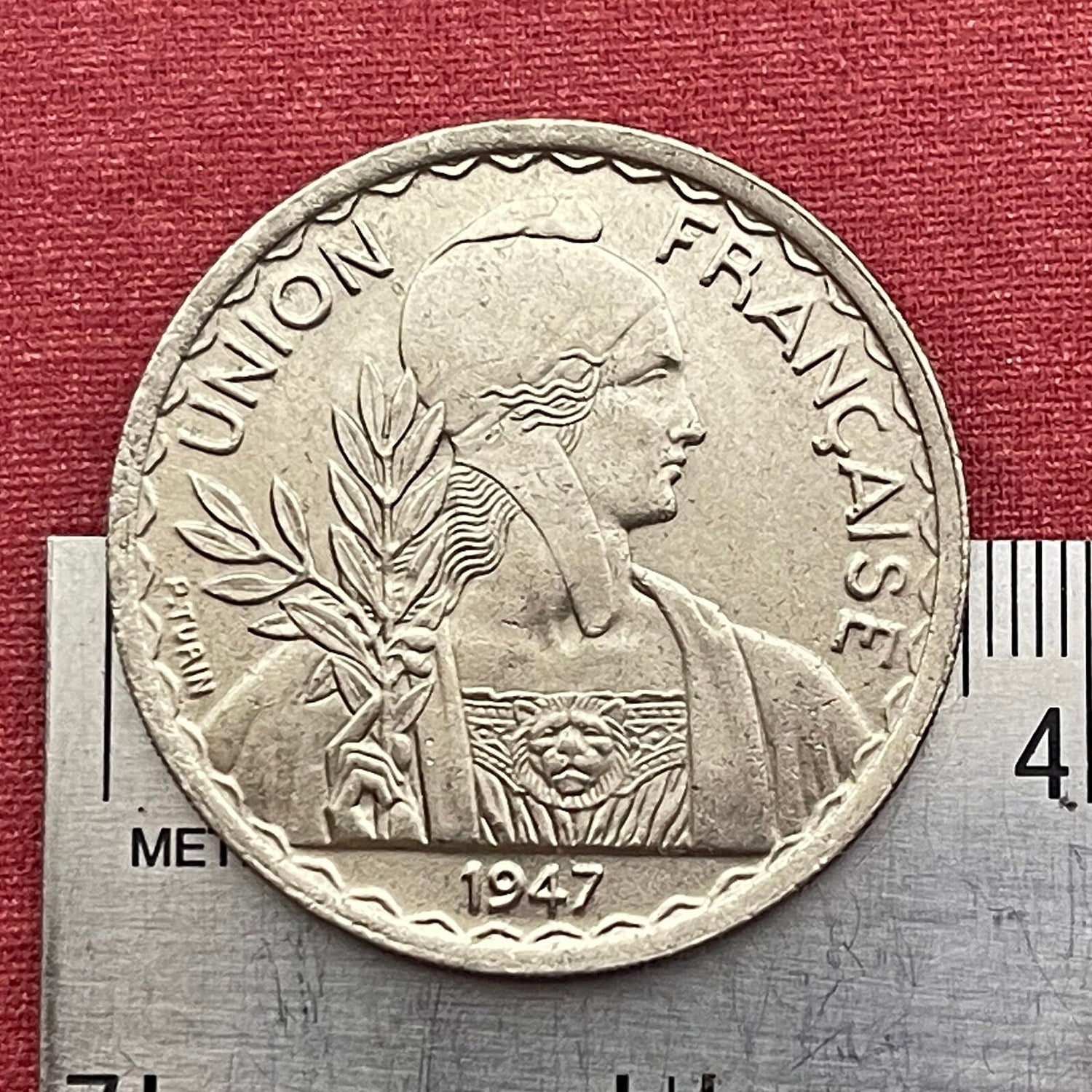 Marianne with Lion's Head Bodice & Rice Stalks French Indochina 1 Piastre Authentic Coin Money for Jewelry (Phrygian Cap) (France) (Vietnam)