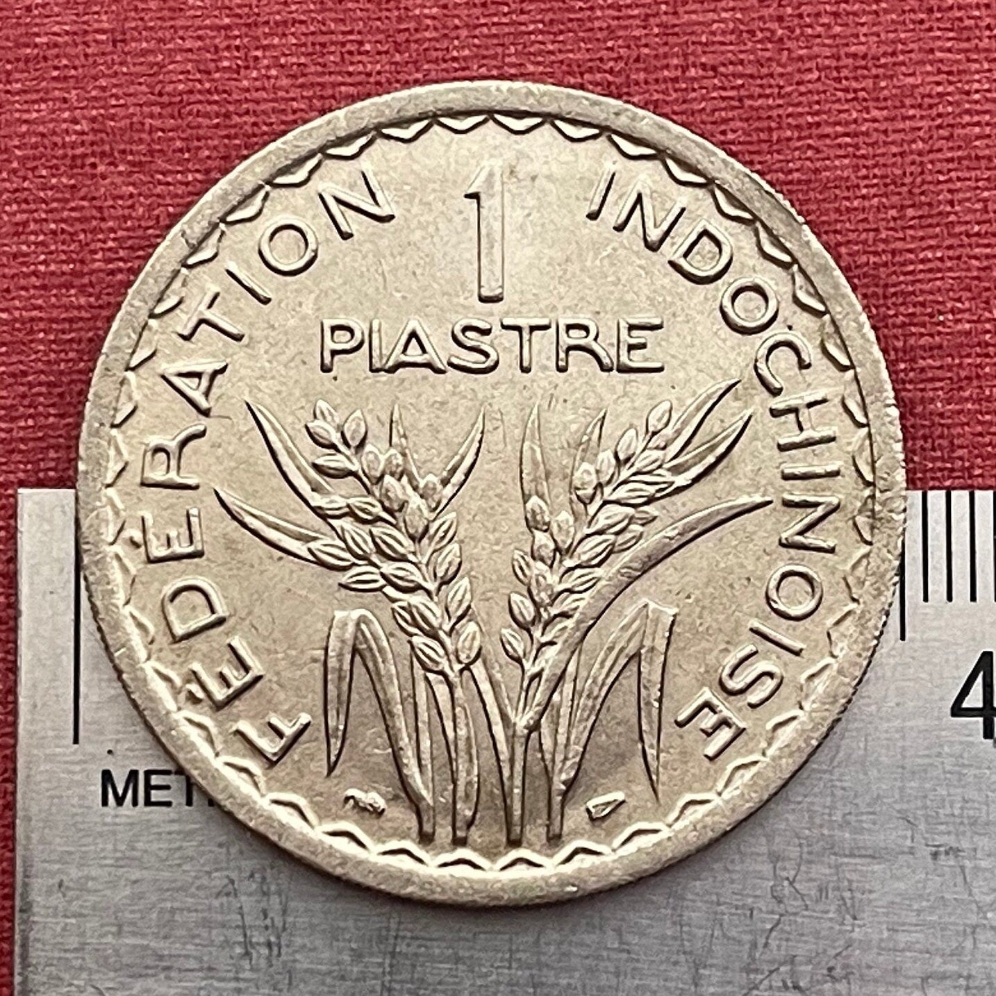 Marianne with Lion's Head Bodice & Rice Stalks French Indochina 1 Piastre Authentic Coin Money for Jewelry (Phrygian Cap) (France) (Vietnam)