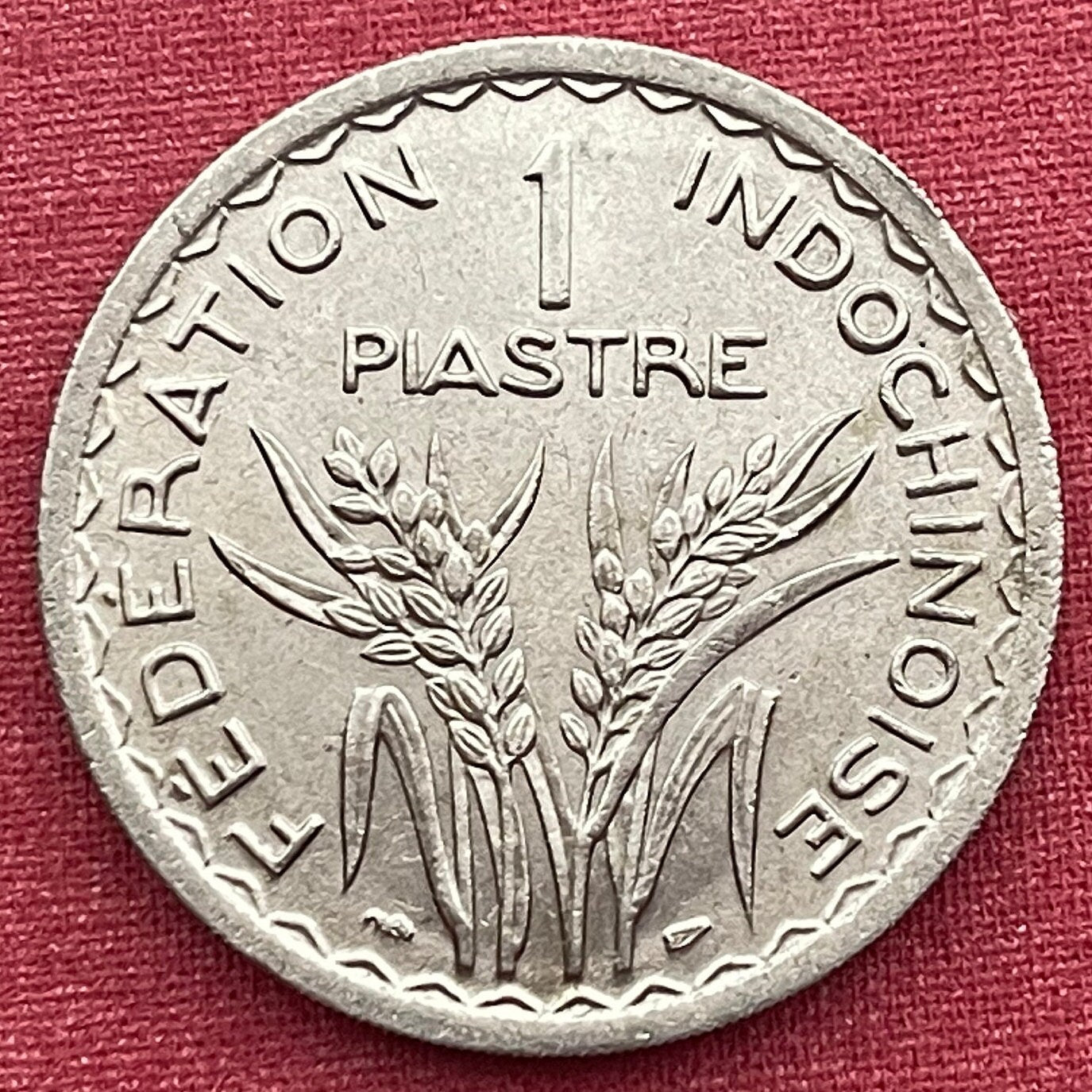 Marianne with Lion's Head Bodice & Rice Stalks French Indochina 1 Piastre Authentic Coin Money for Jewelry (Phrygian Cap) (France) (Vietnam)